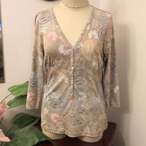 Paisley 3/4 sleeve top button down by access